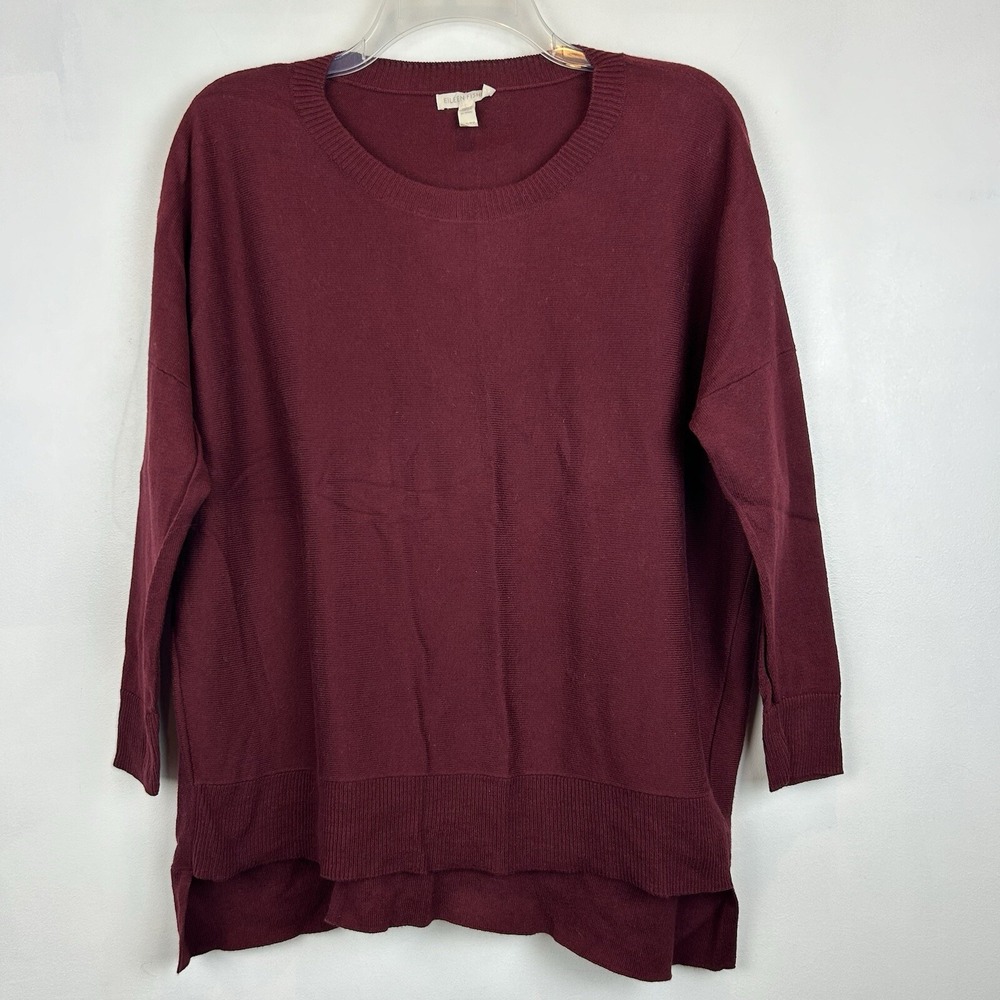 Eileen Fisher Sweater Womens XS Tunic Burgundy Cotton Capsule Minialist